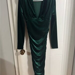 Elegant Green Velvet Dress